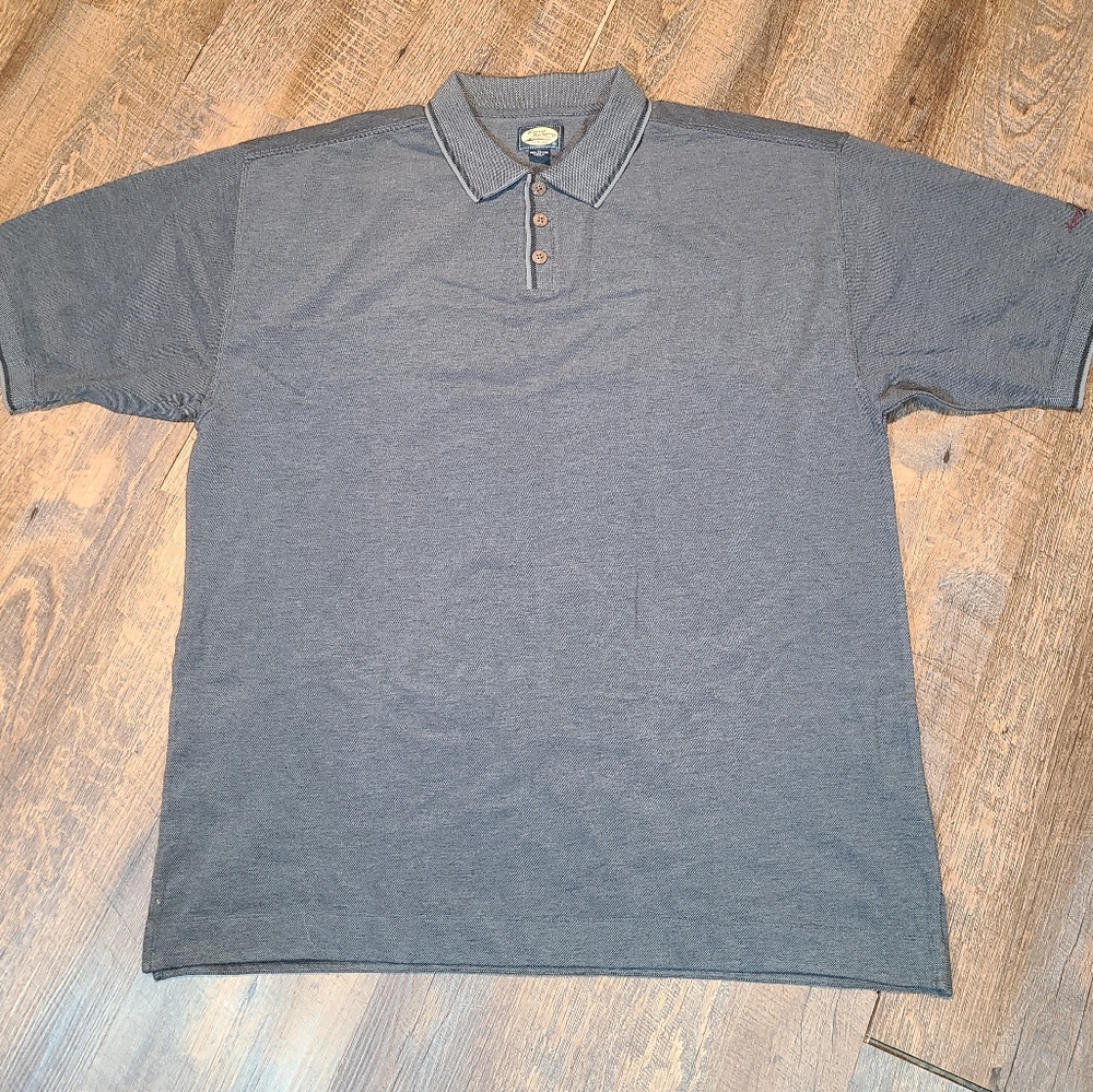 Tommy Bahama 100% Cotton 3 button polo shirt dark gray short sleeve